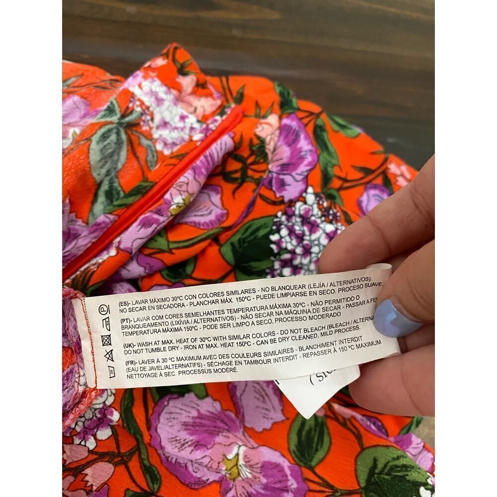SFERA Collection Floral Mini Dress Ruffle Short Sleeve Femme Belted Party Size M - Picture 8 of 10